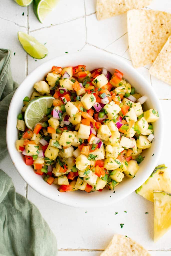 fresh pineapple salsa in a bowl