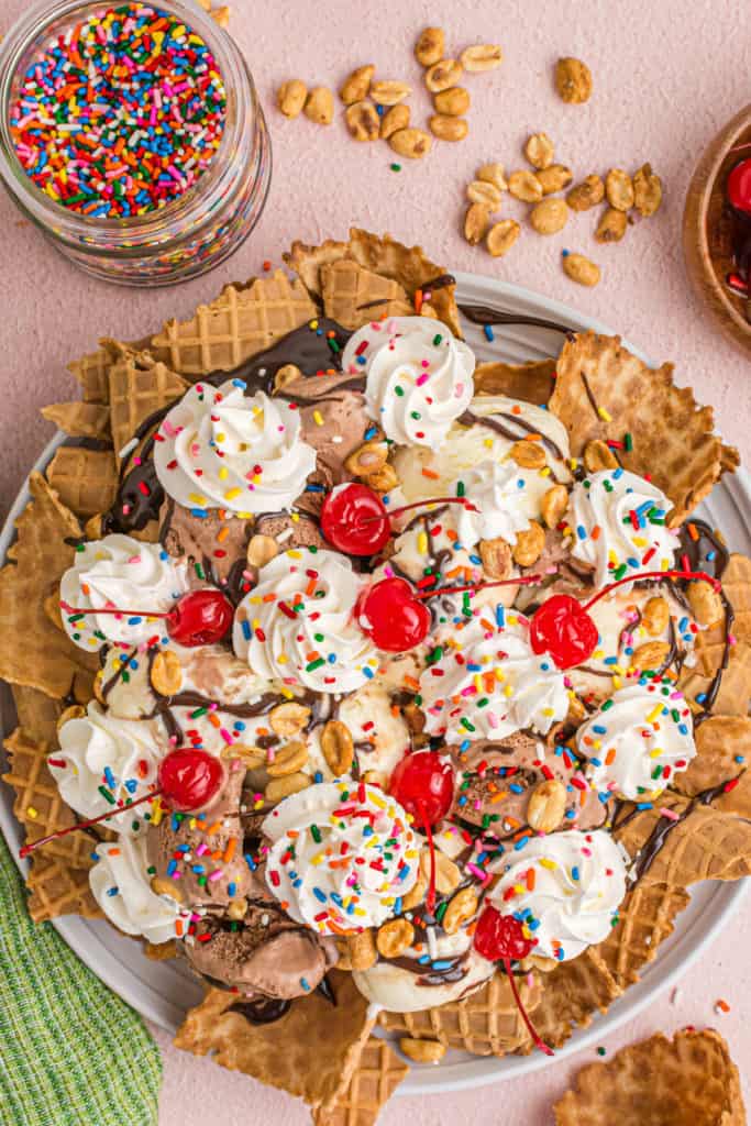 ice cream nachos on a plate