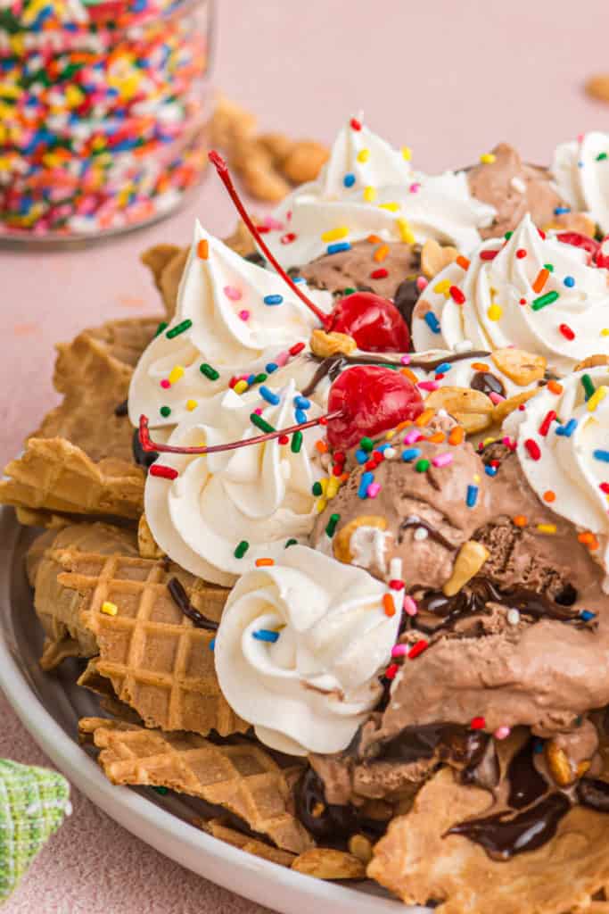 photo of ice cream nachos with toppings