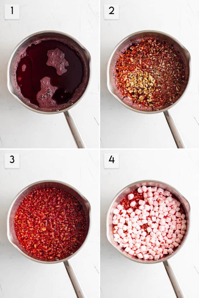 photo collage showing how to make cranberry salad