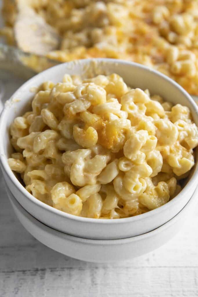 baked mac and cheese in a bowl