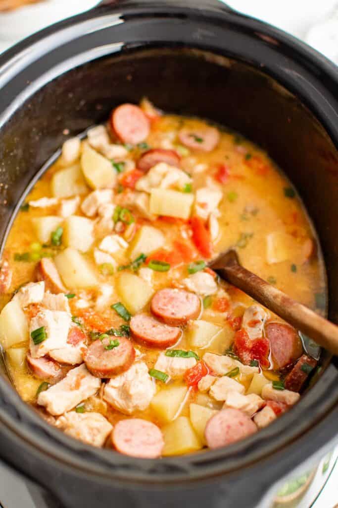cajun chicken with sausage in slow cooker