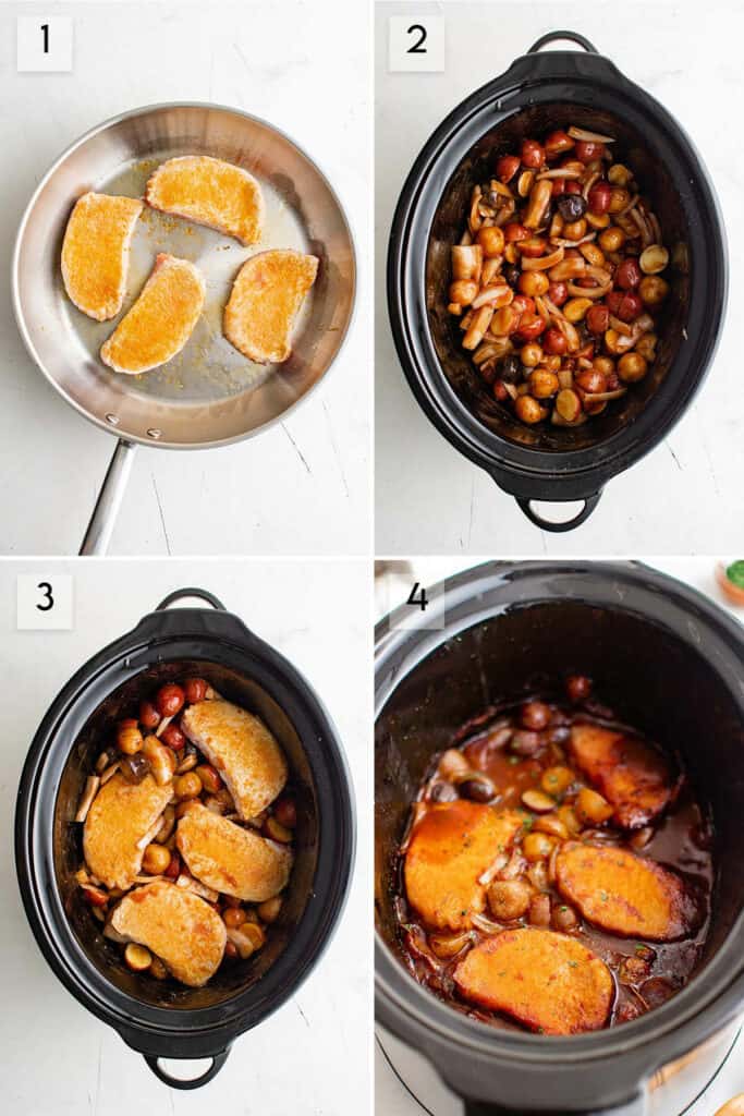 photo collage how to make bbq pork chops in the crockpot