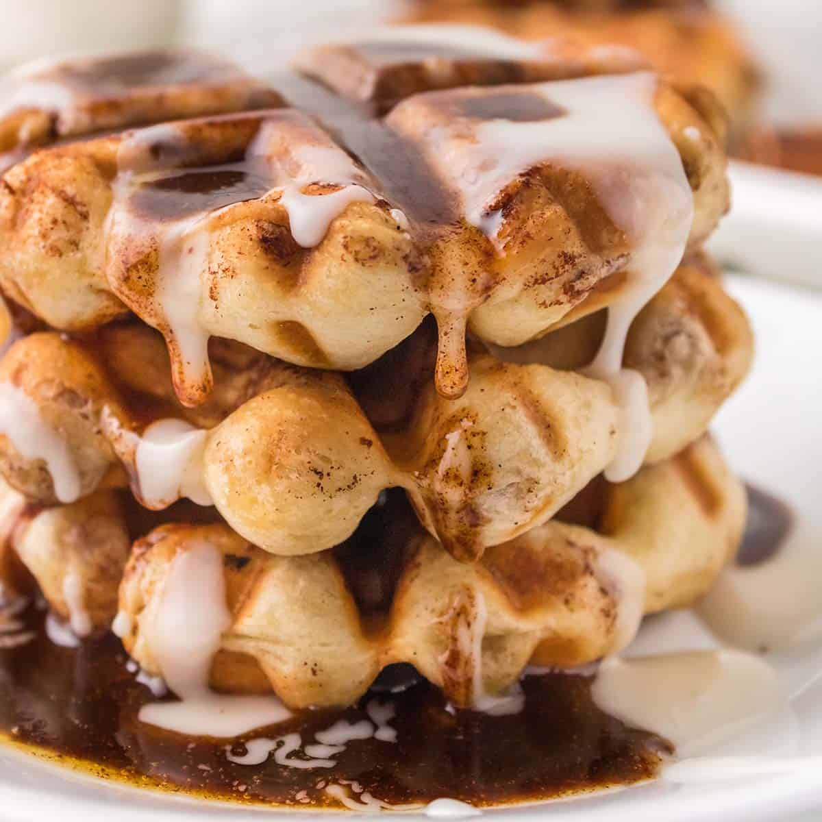Mini Cinnamon Roll Waffles (+Video) - The Country Cook