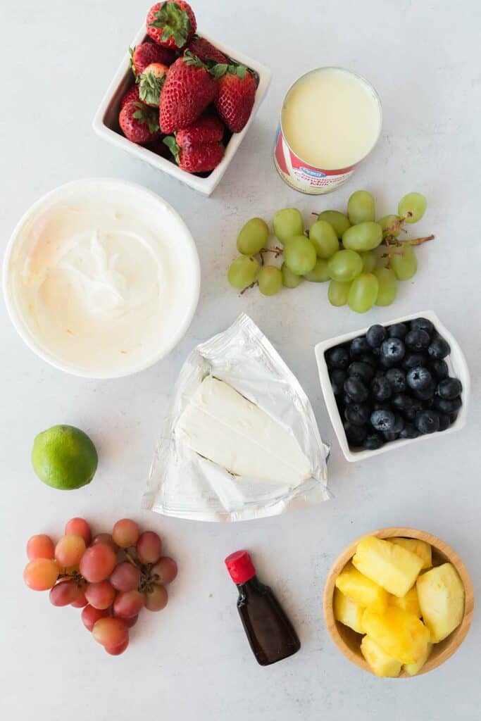 ingredients to make fruit dip
