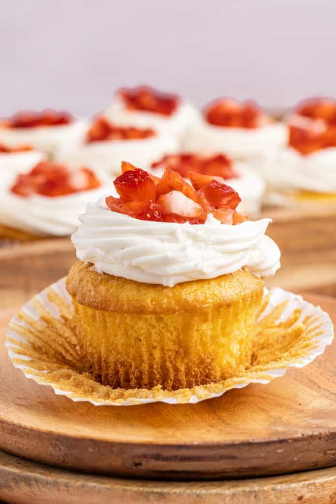 strawberry shortcake cupcakes on a plate