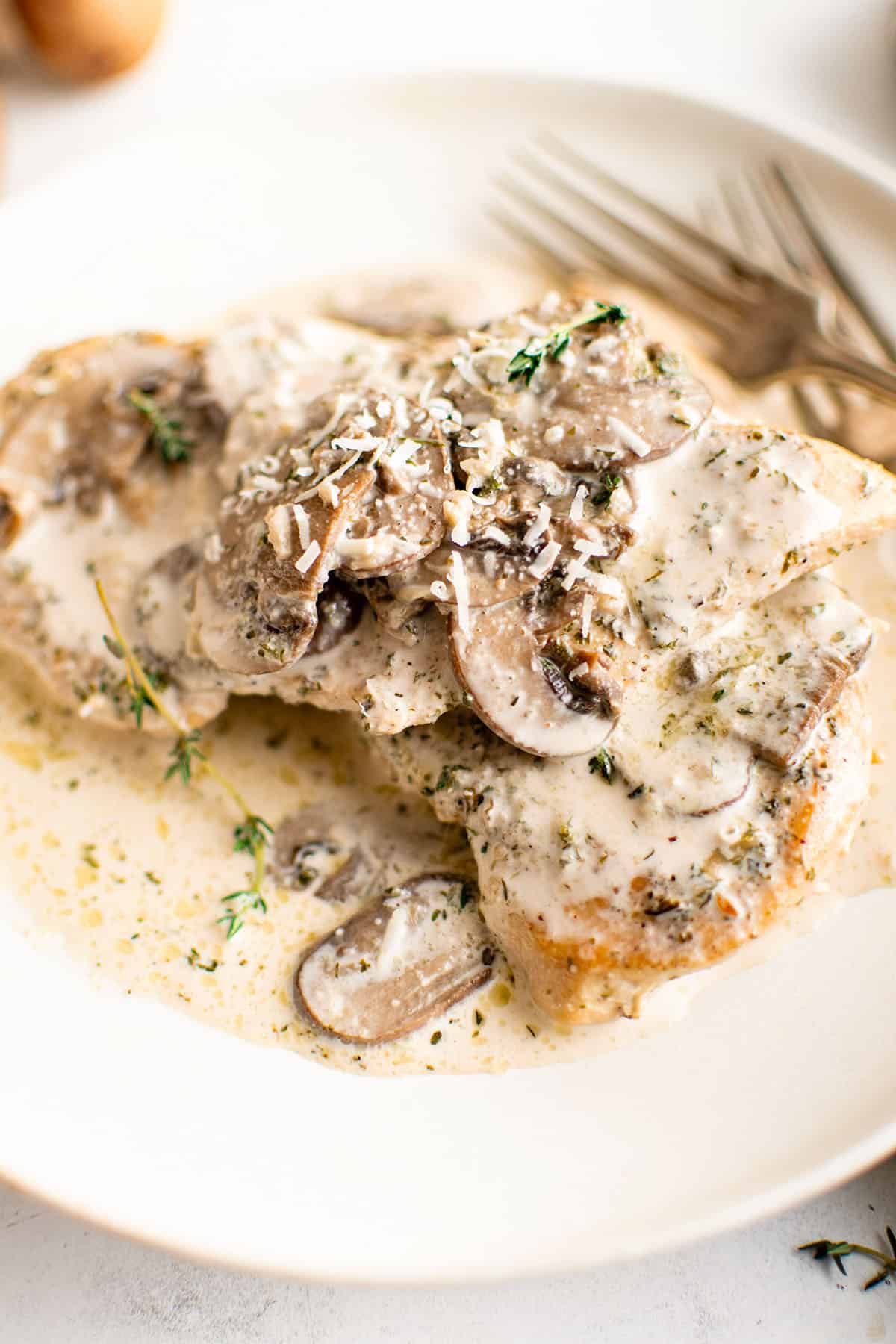 chicken with mushrooms on a plate
