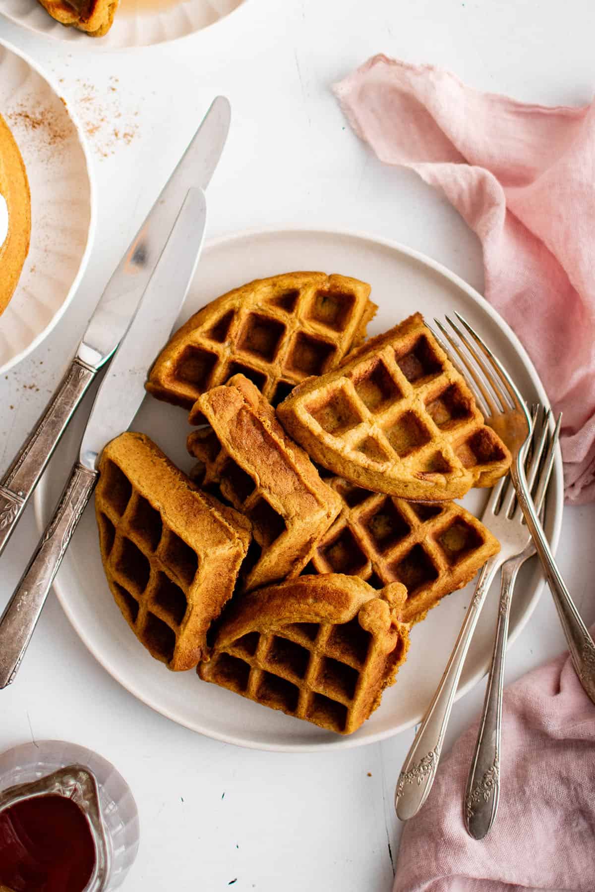 pumpkin spice waffles recipe on a plate