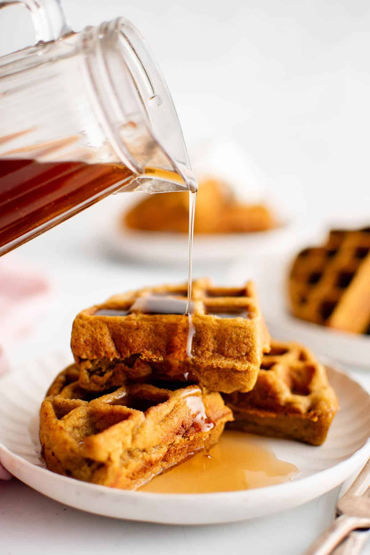 pumpkin waffles with syrup