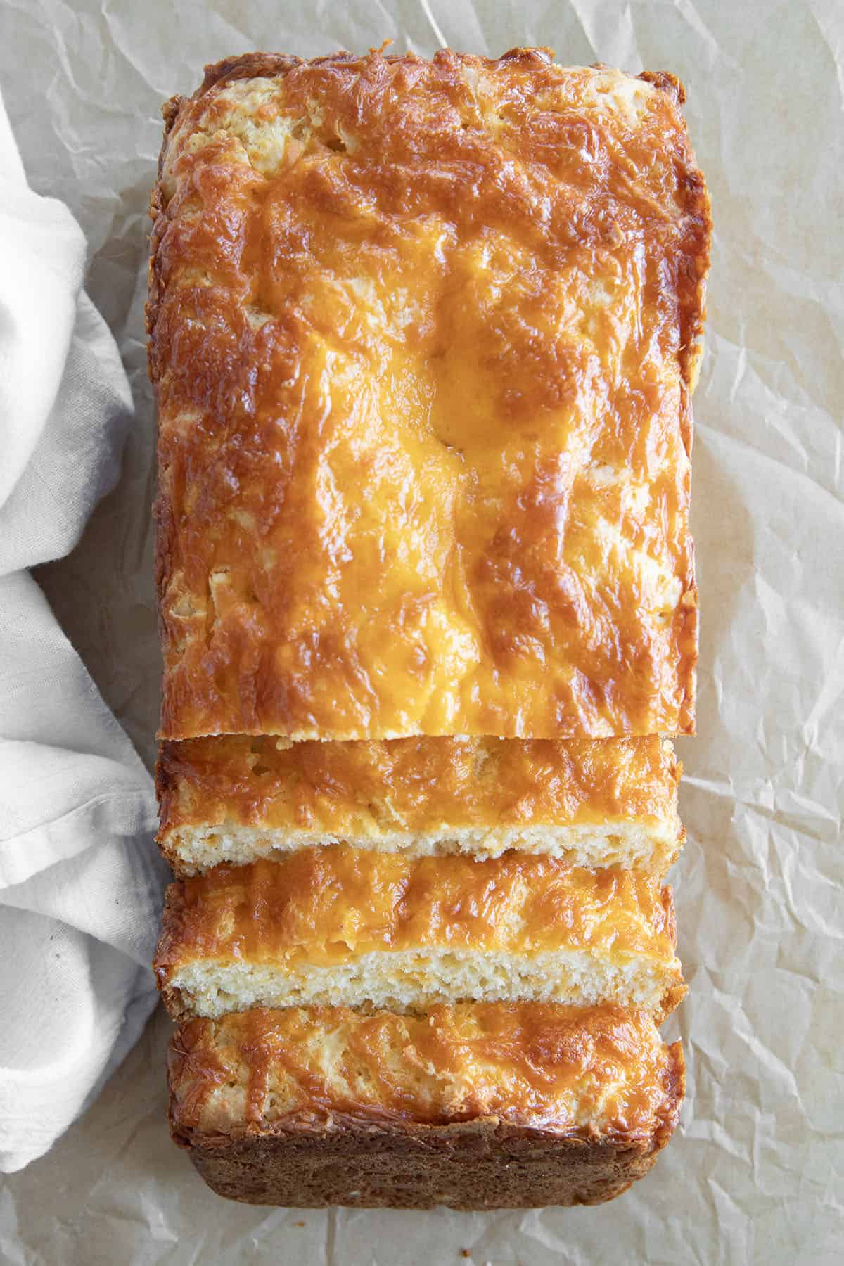 photo of sliced quick cheese bread