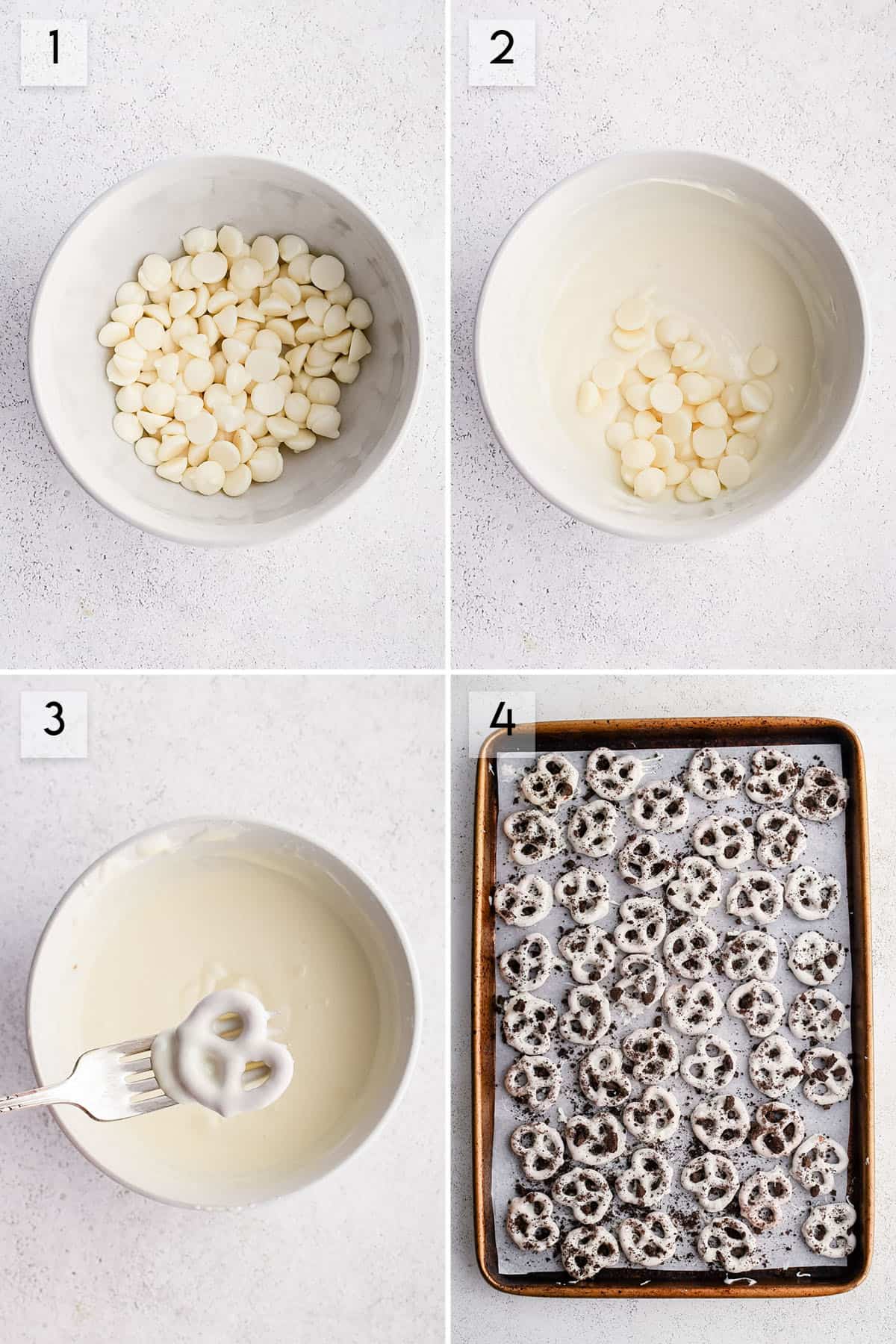 photo collage how to make cookies & cream pretzels