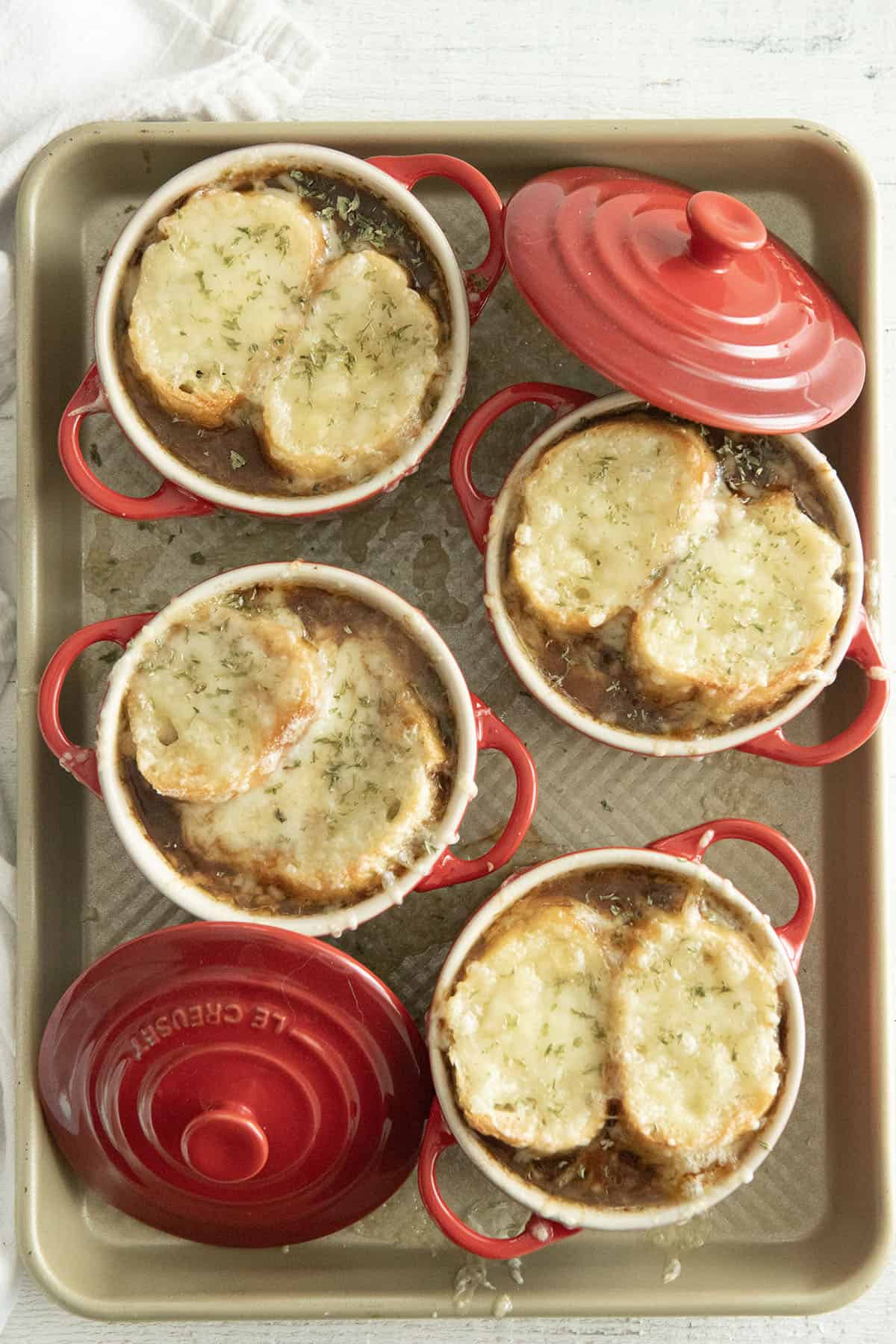 bowls of french onion soup