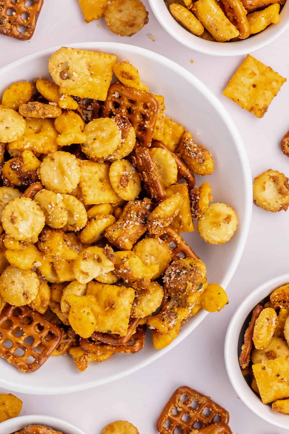 ranch snack mix in a bowl