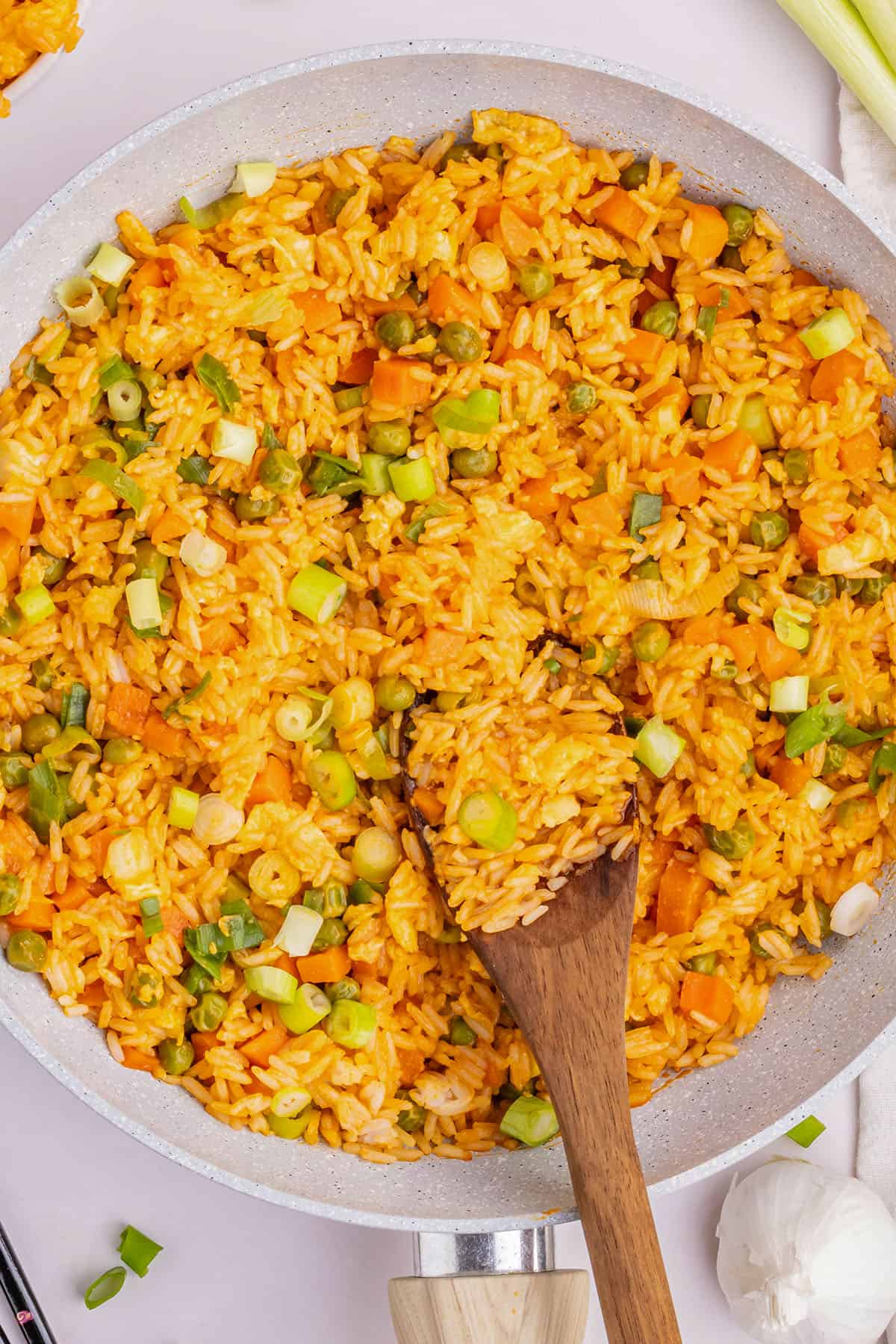 spicy firecracker fried rice in a skillet