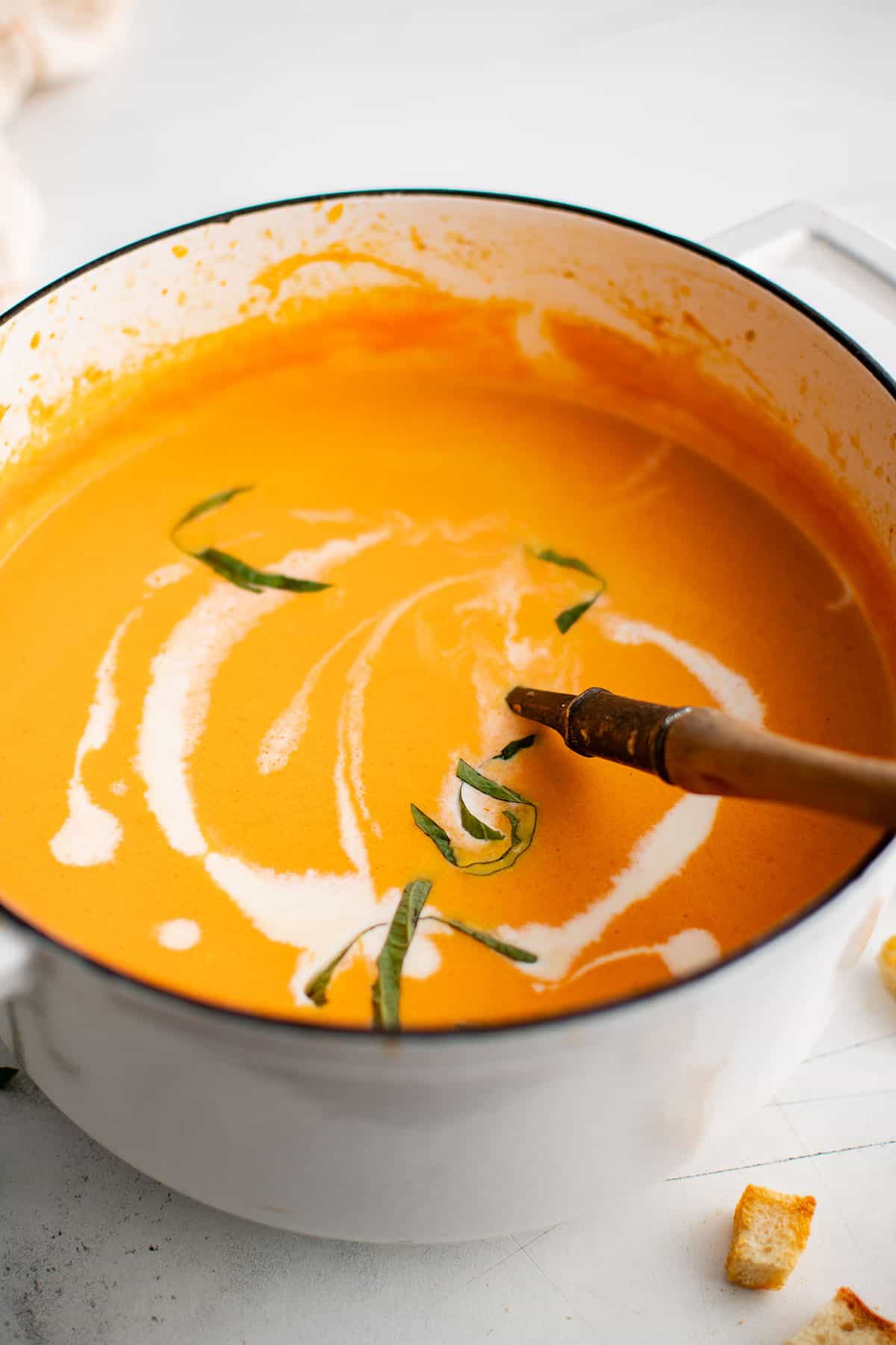 carrot soup in a pot