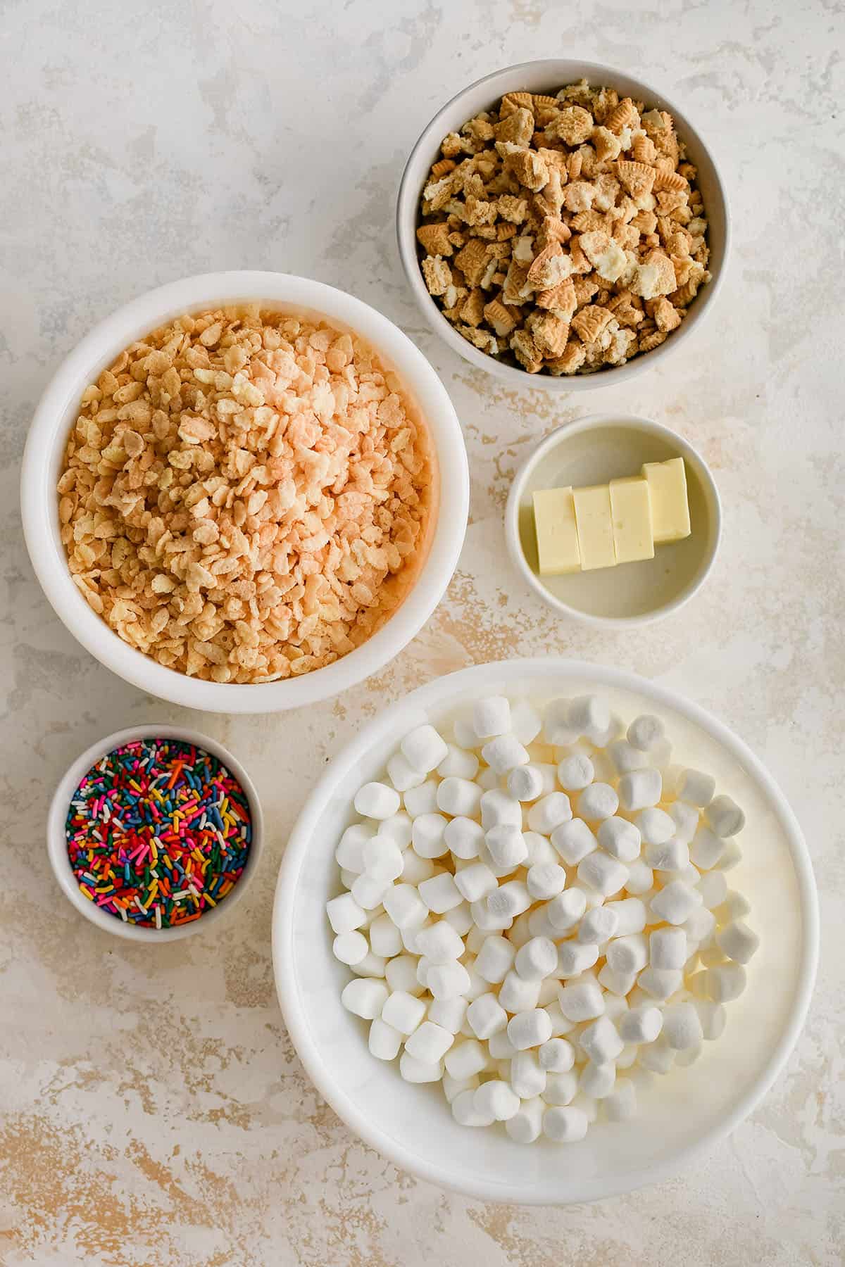 photo of ingredients to make funfetti oreo krispie treats