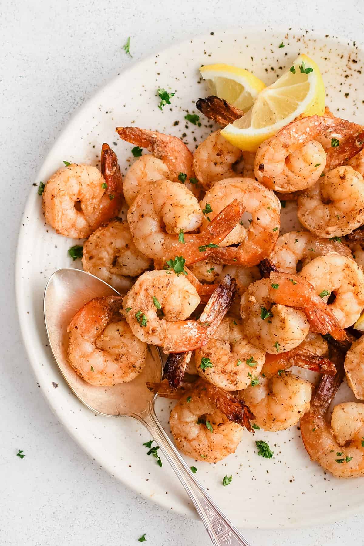 shrimp made in the air fryer on a plate