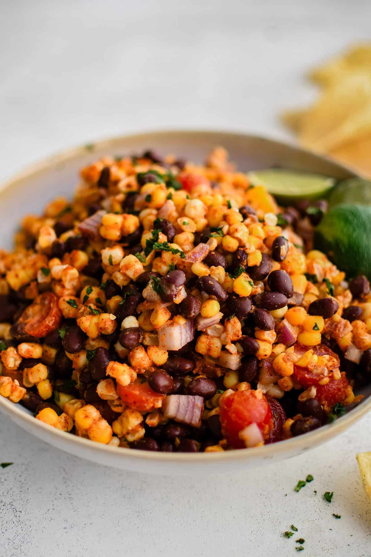 black bean and corn salad in a bowl