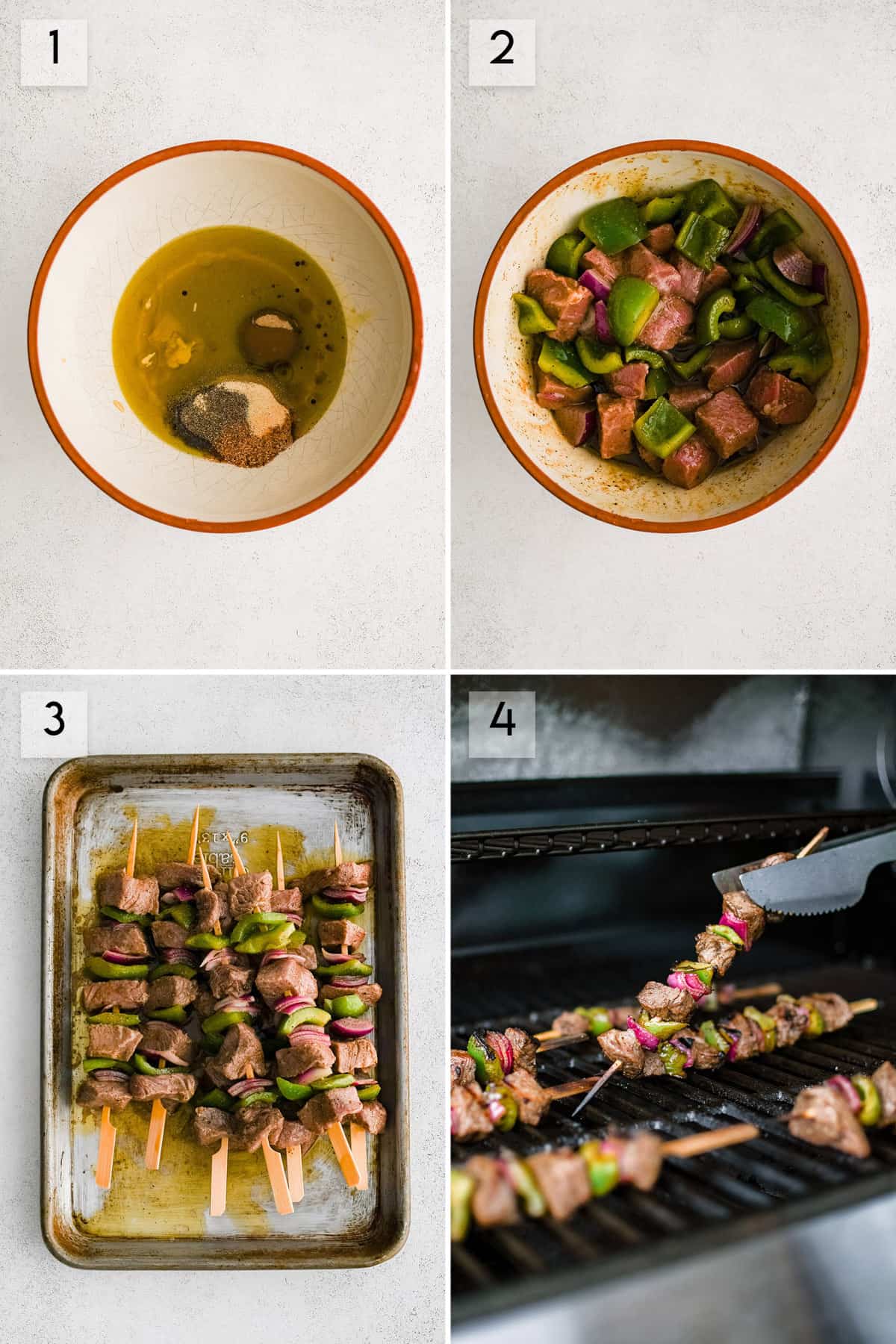 photo collage how to grill kabobs with steak