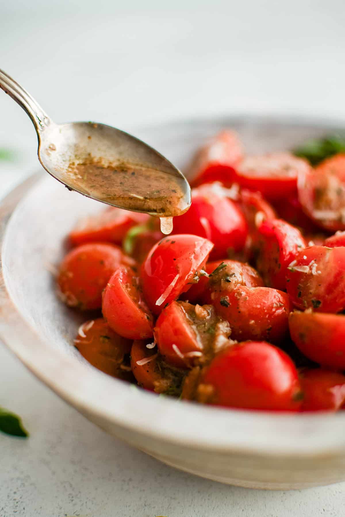 photo of cherry tomato salad with dressing