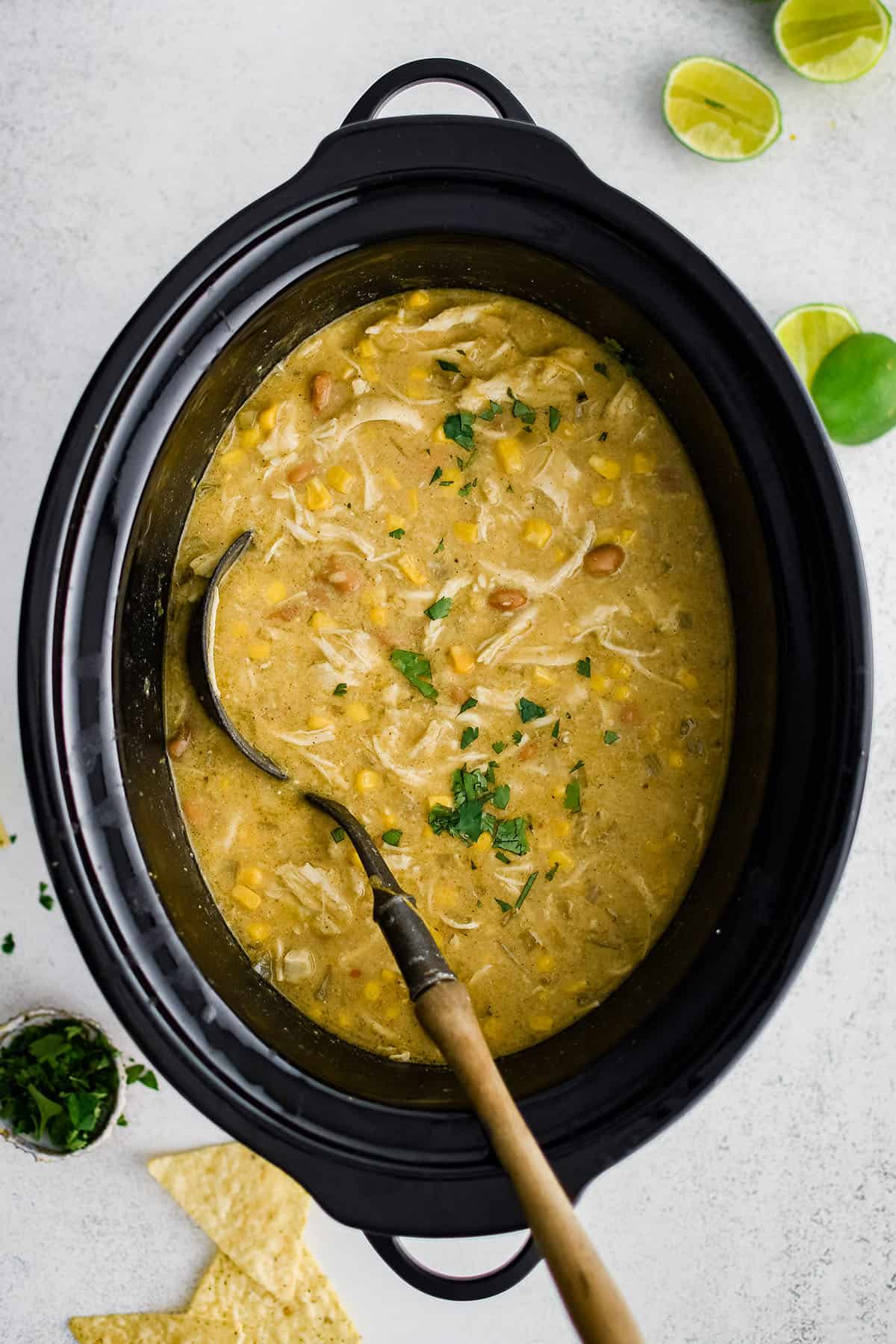 green enchilada soup in a crockpot