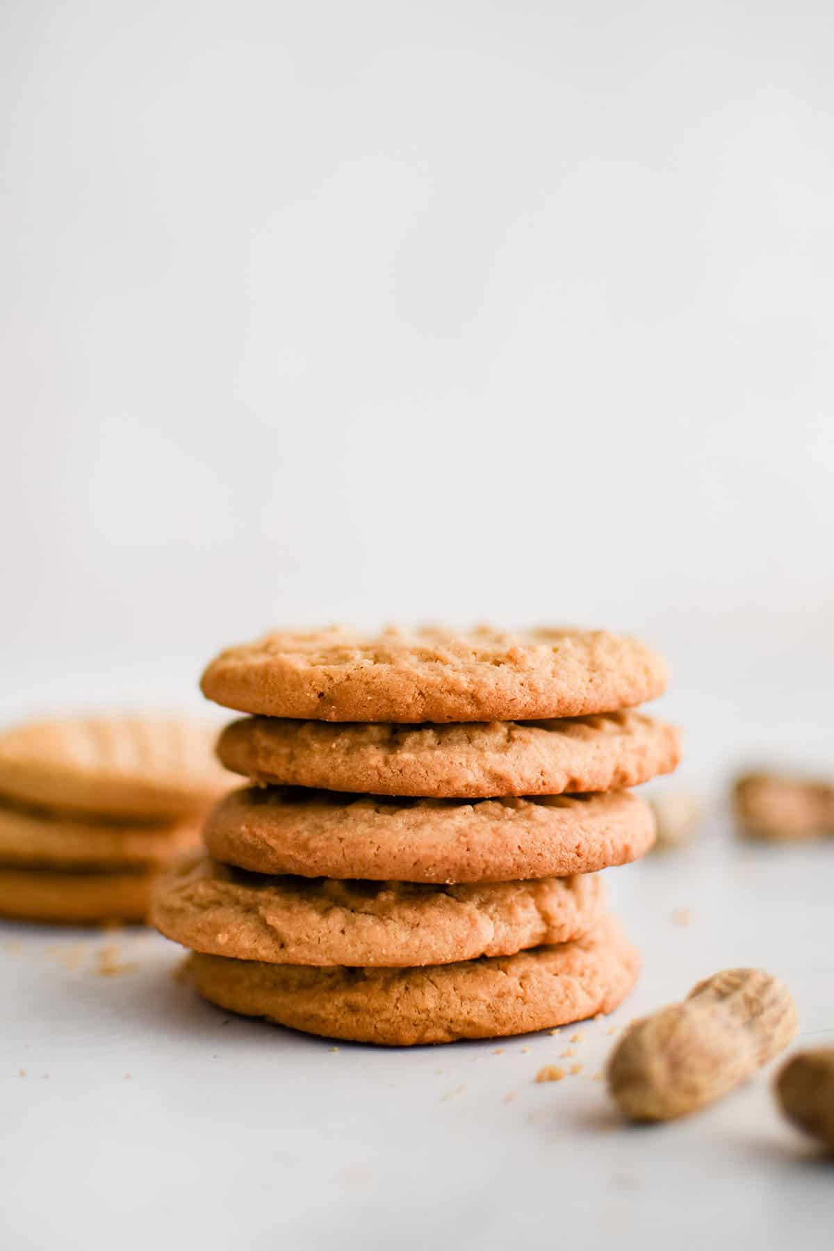 peanut butter cookies in a stack