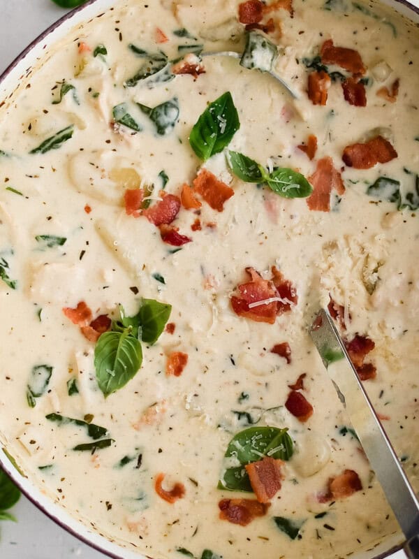 pot of chicken gnocchi soup