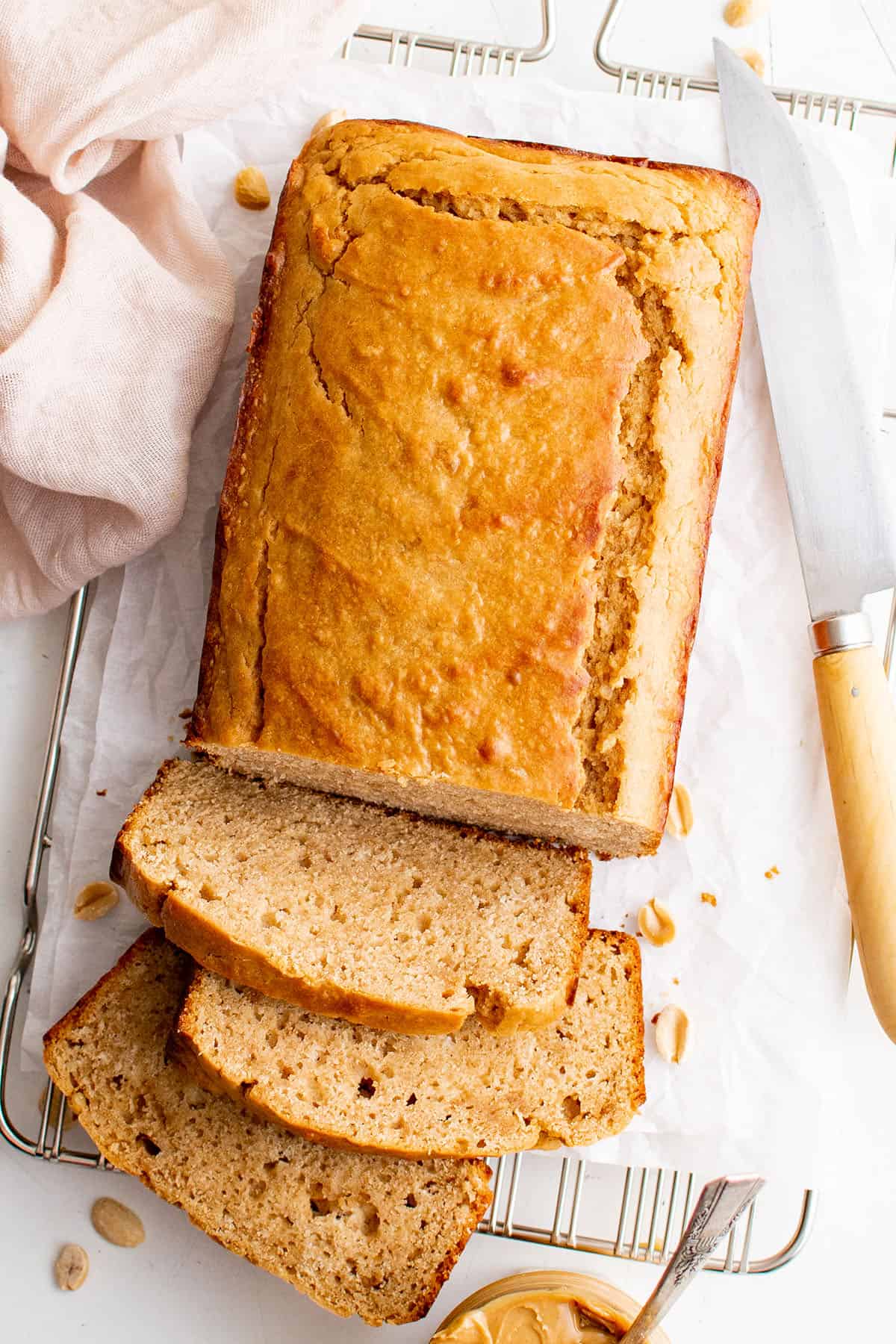 peanut butter bread on a cutting board