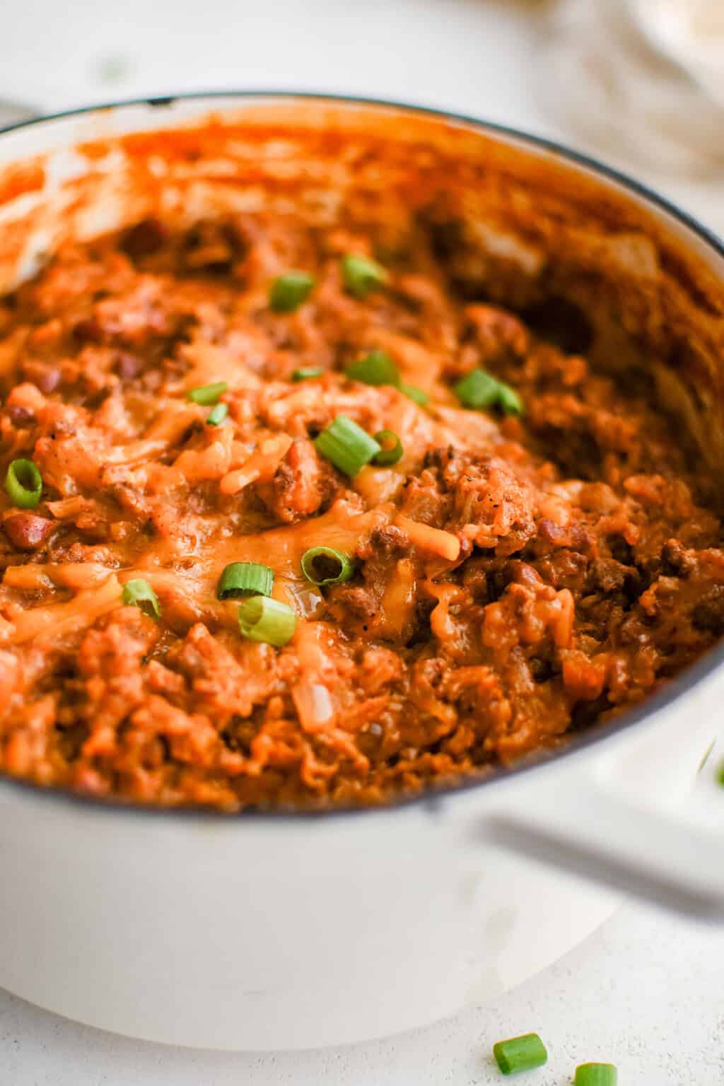 One Pot Chili Cheese Rice - The Salty Marshmallow