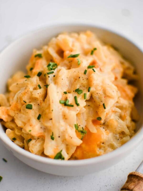 crockpot hashbrown casserole in a bowl