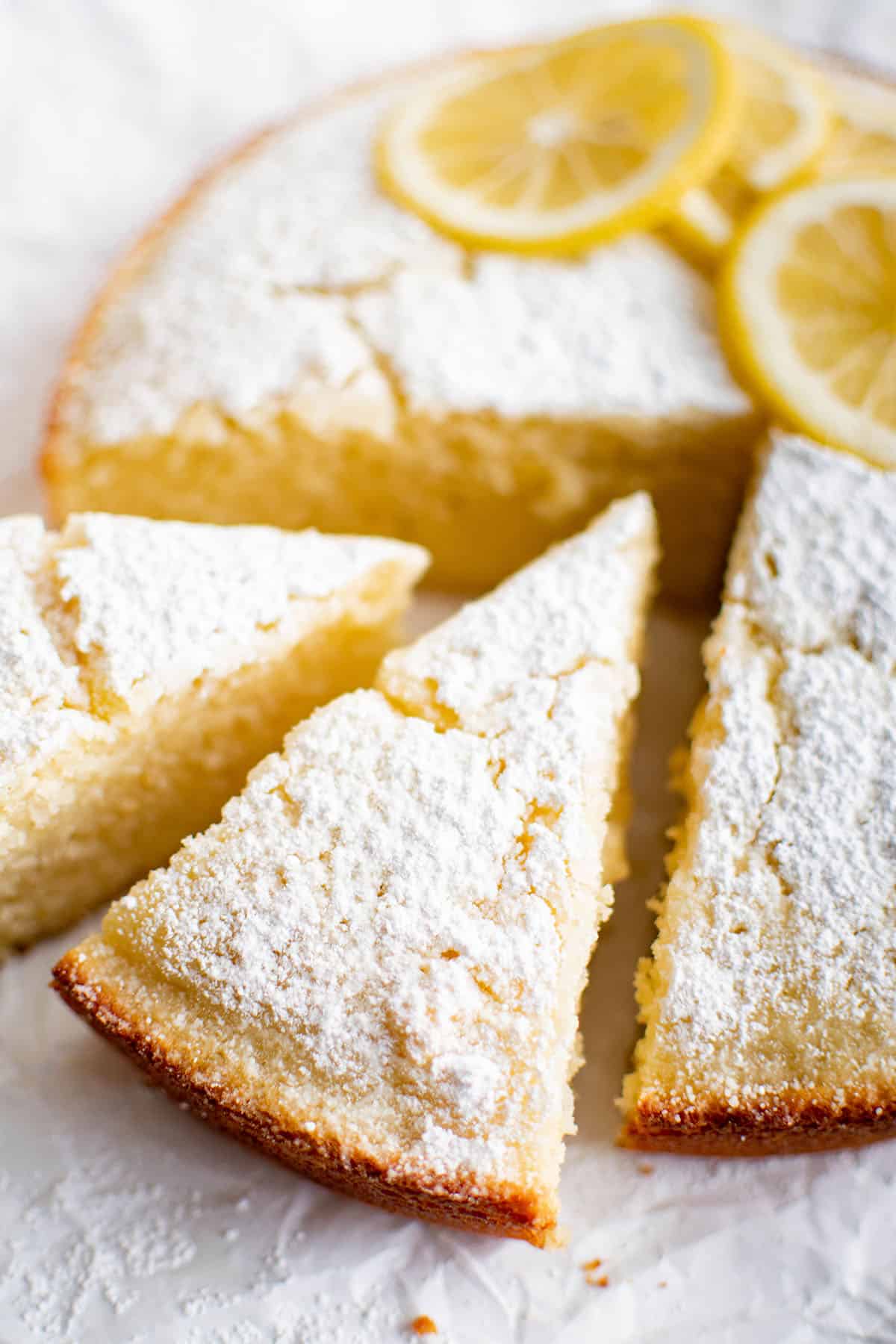 photo of slices of olive oil cake with lemon