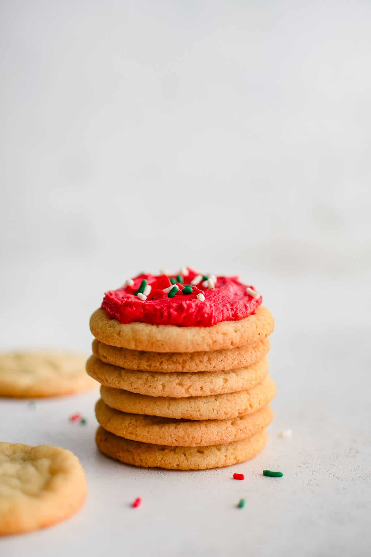 soft sugar cookies in a stack