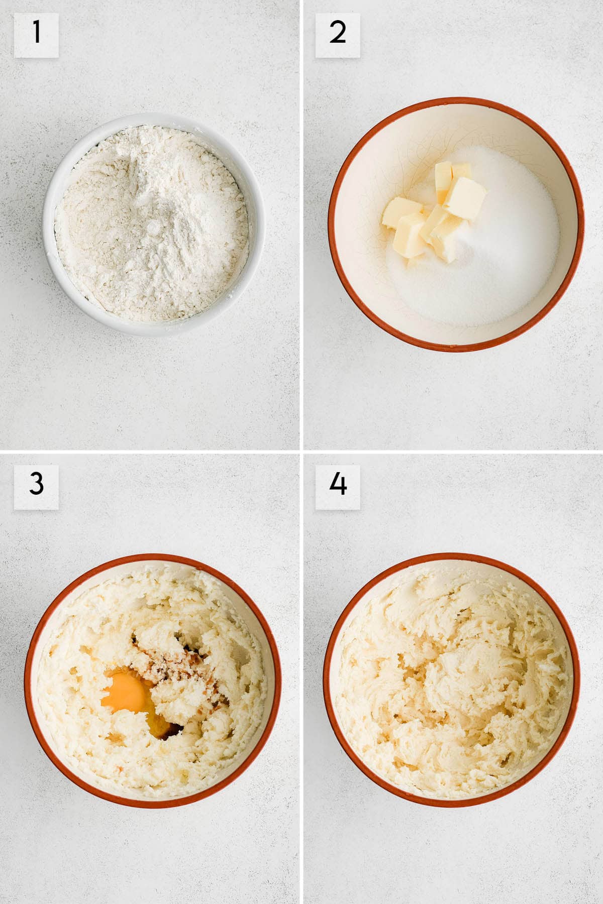 four panel collage image showing how to make soft sugar cookies