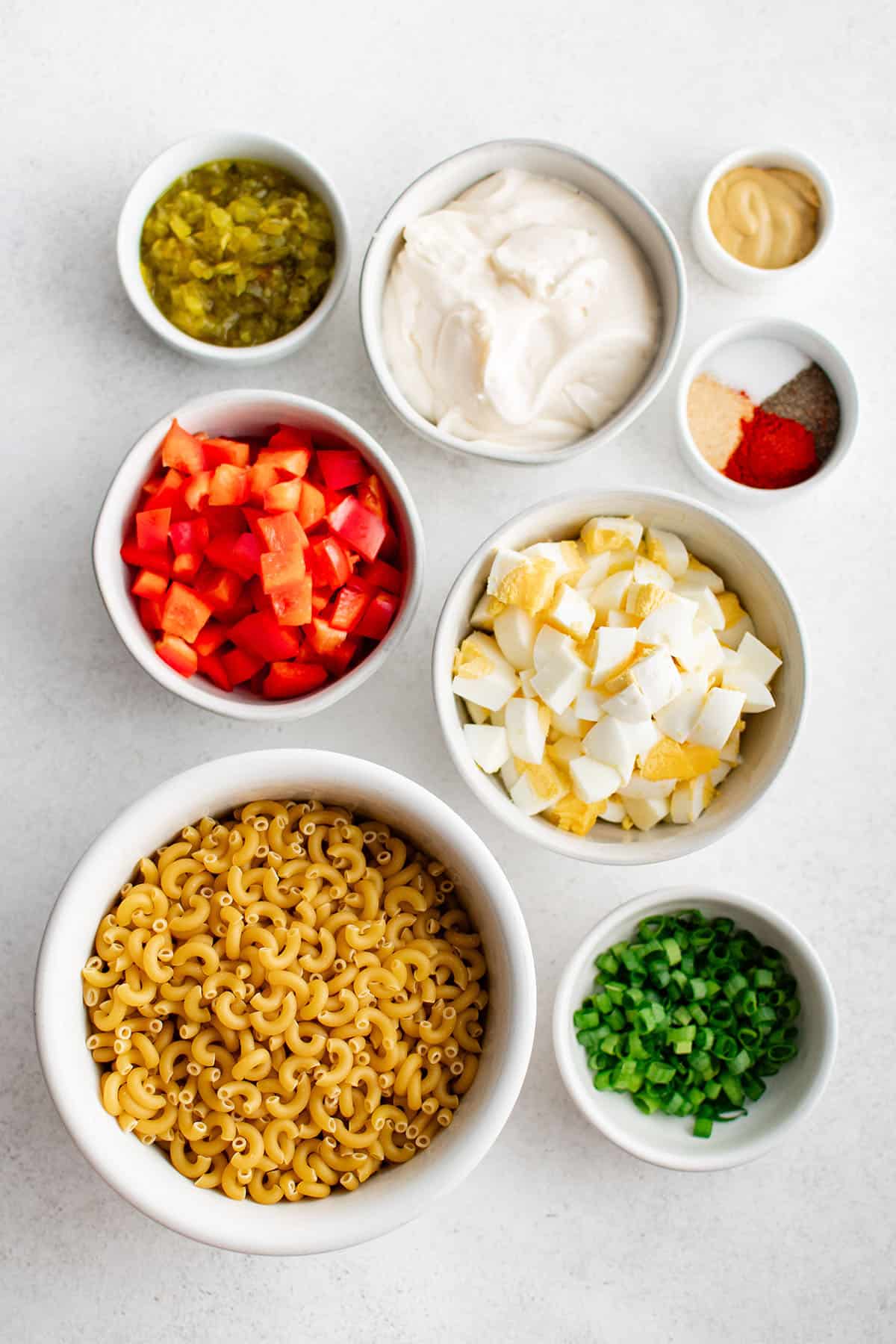 photo showing ingredients for macaroni salad