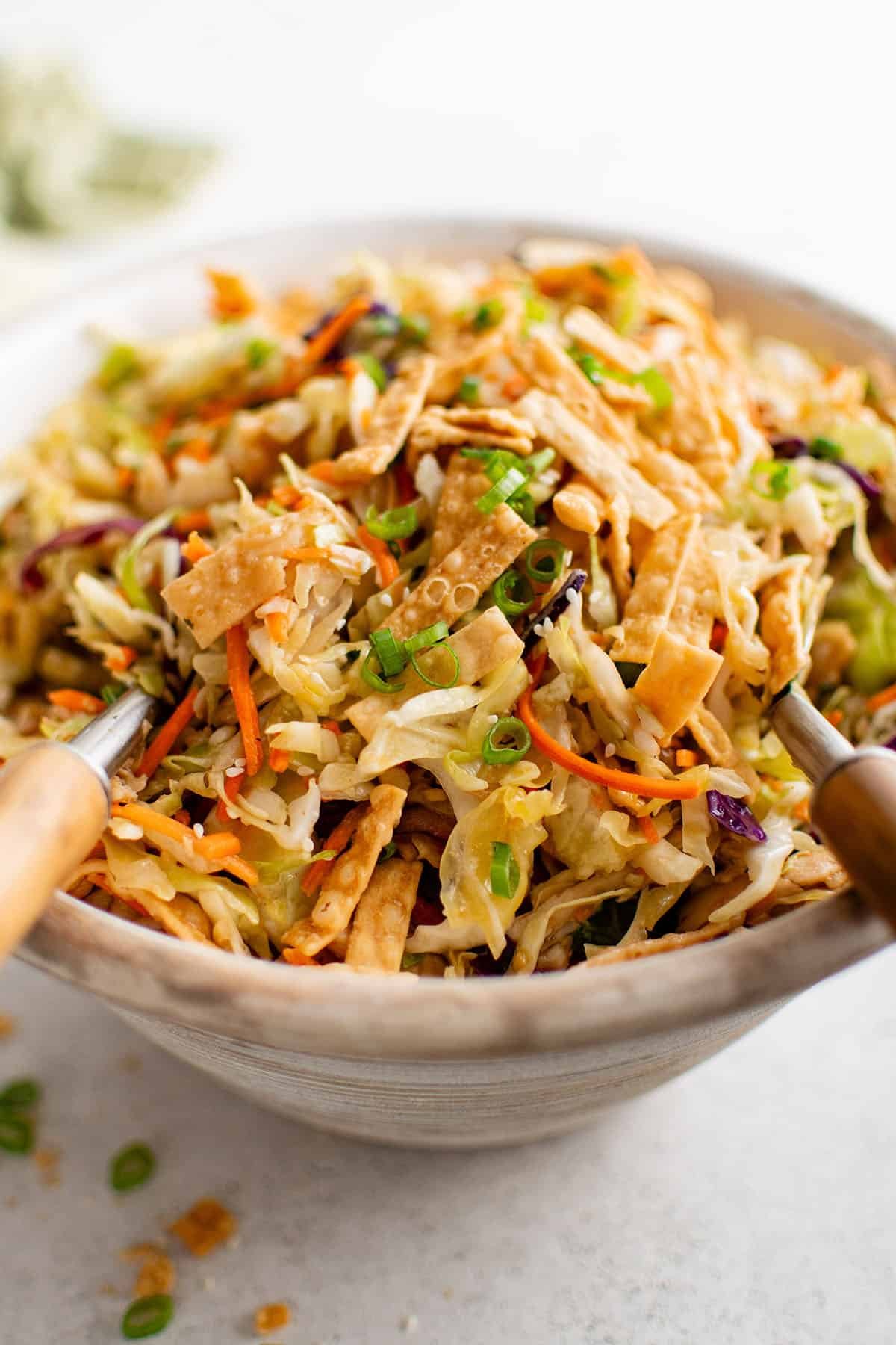 Asian chicken salad in a bowl 