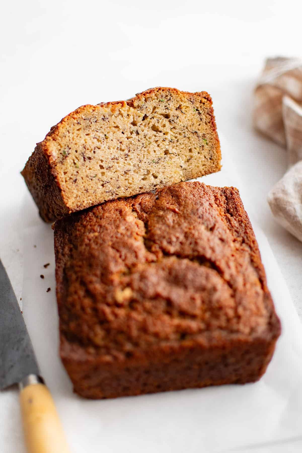 baked loaf of zucchini bread