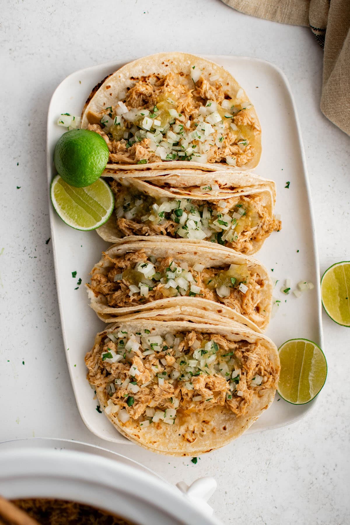 crockpot green chile chicken tacos