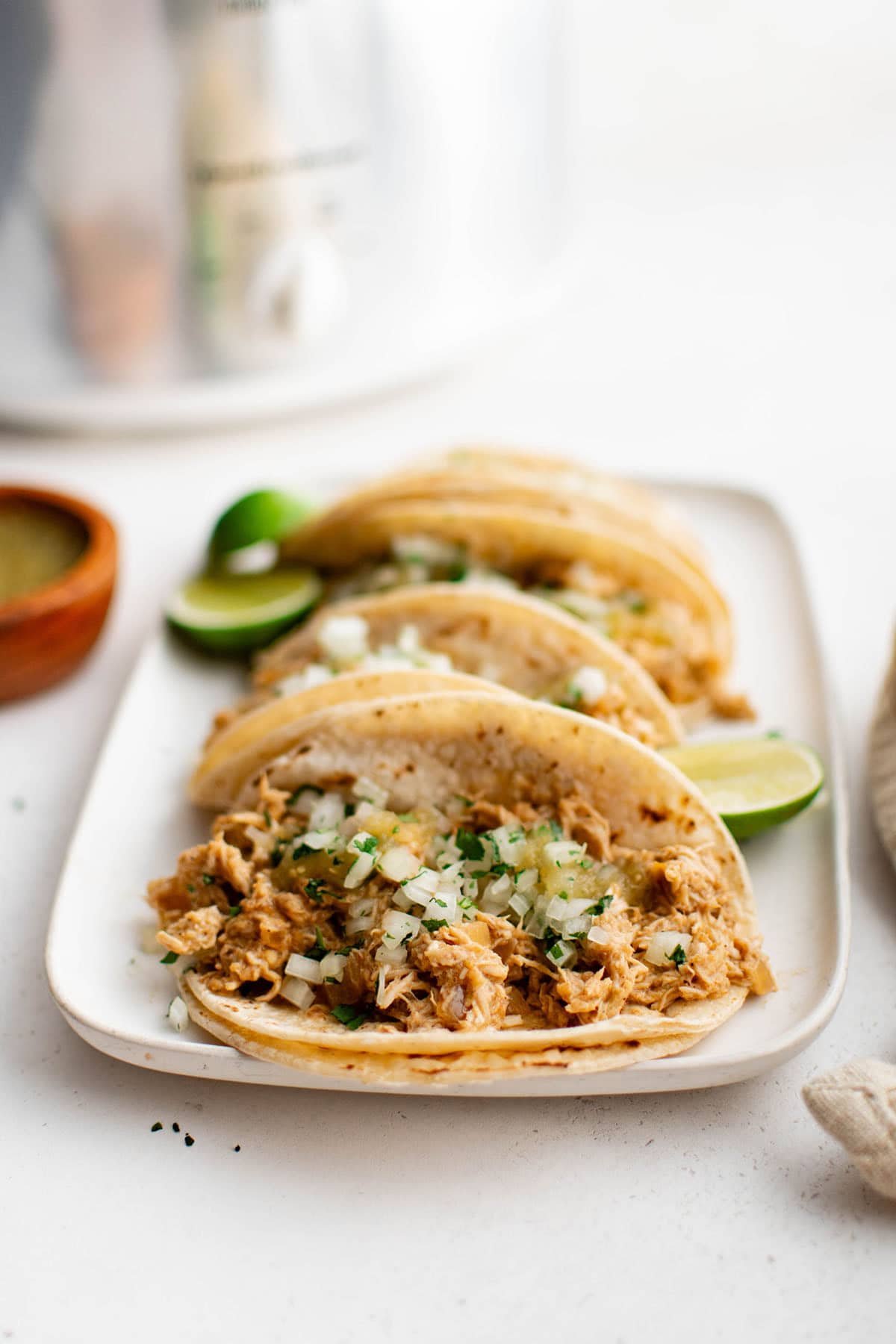 crockpot green chile chicken tacos