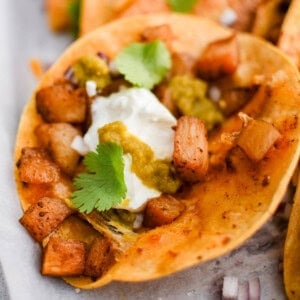 photo of potato taco on a serving dish