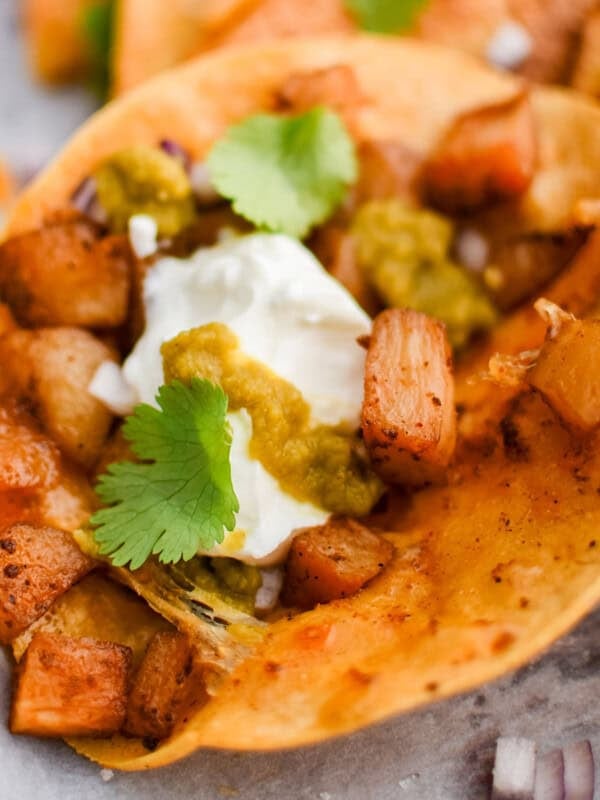 photo of potato taco on a serving dish