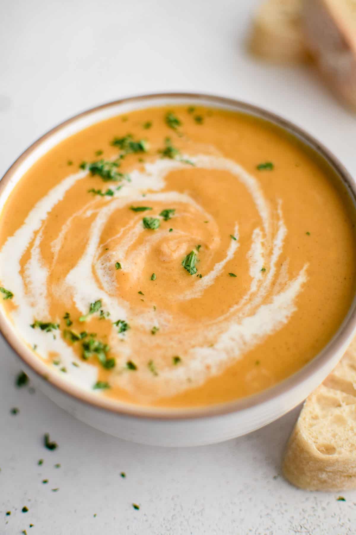 pumpkin soup in a bowl