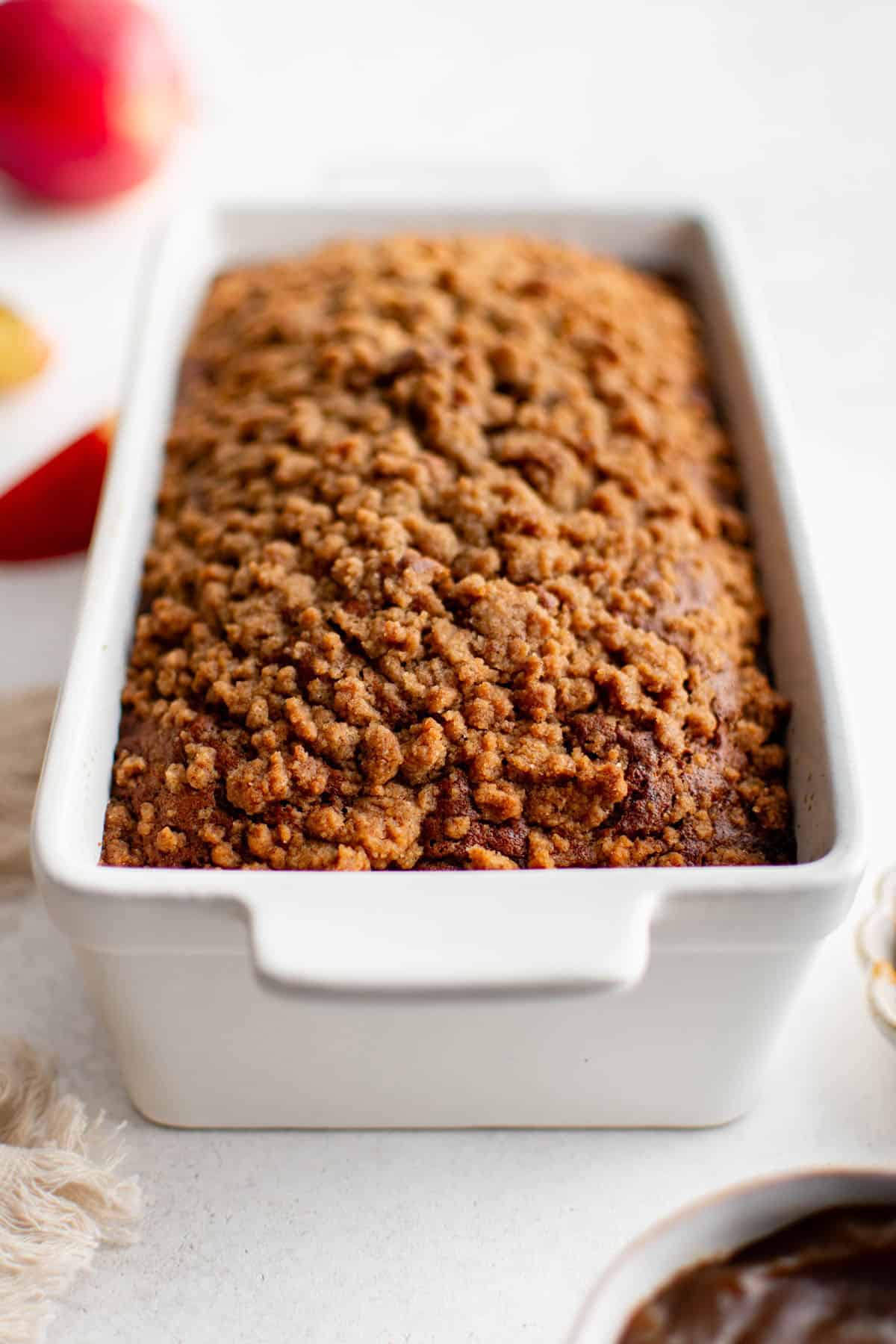 a loaf of apple butter bread in a pan