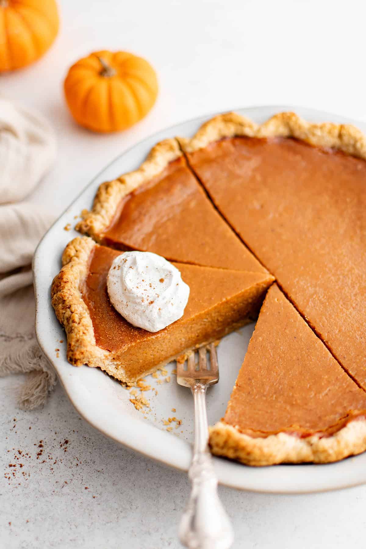 pumpkin pie in a pie dish