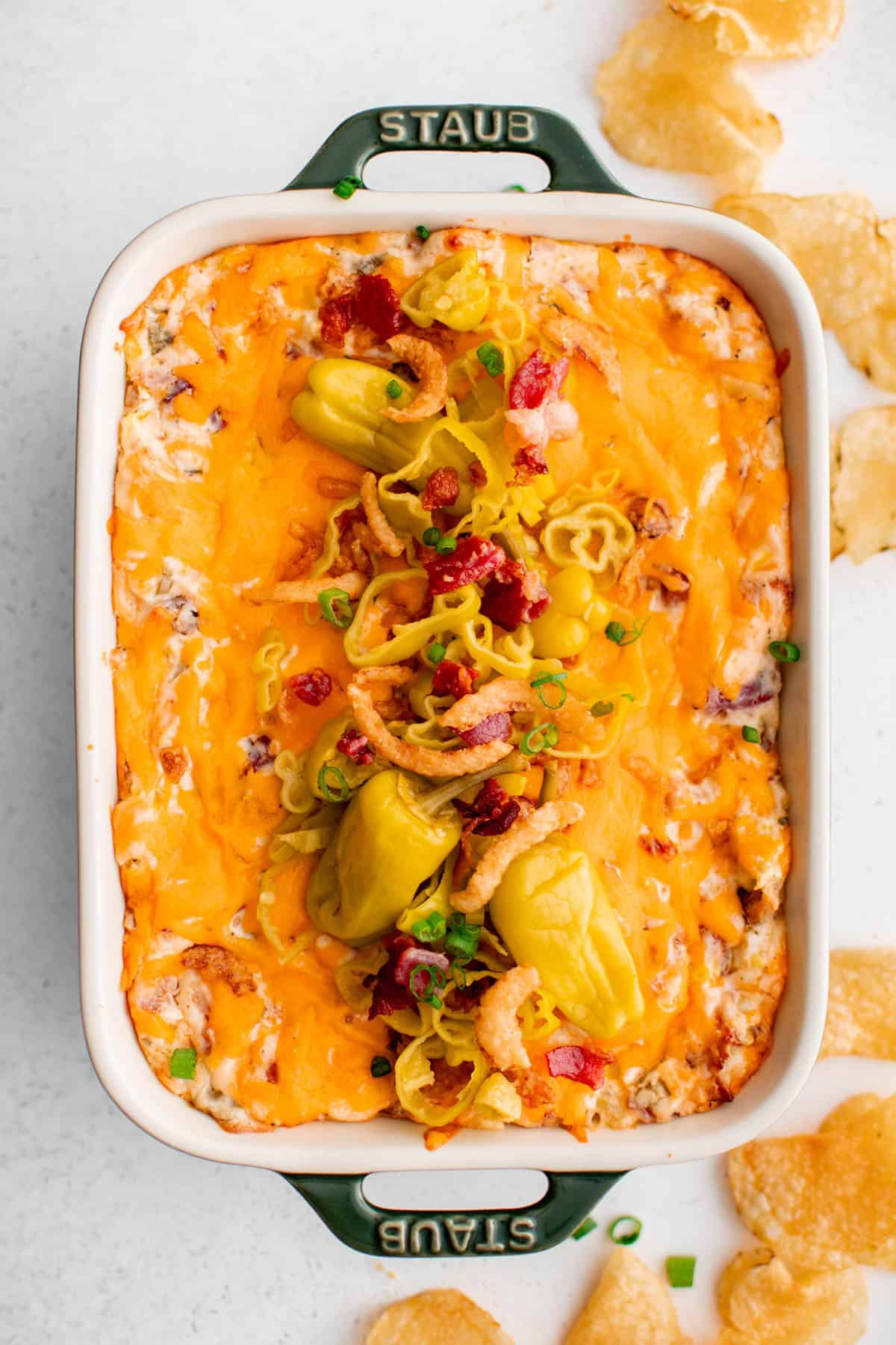 pepperoncini dip in a baking dish