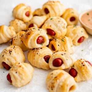 photo of pigs in a blanket on a white plate