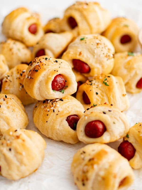 photo of pigs in a blanket on a white plate