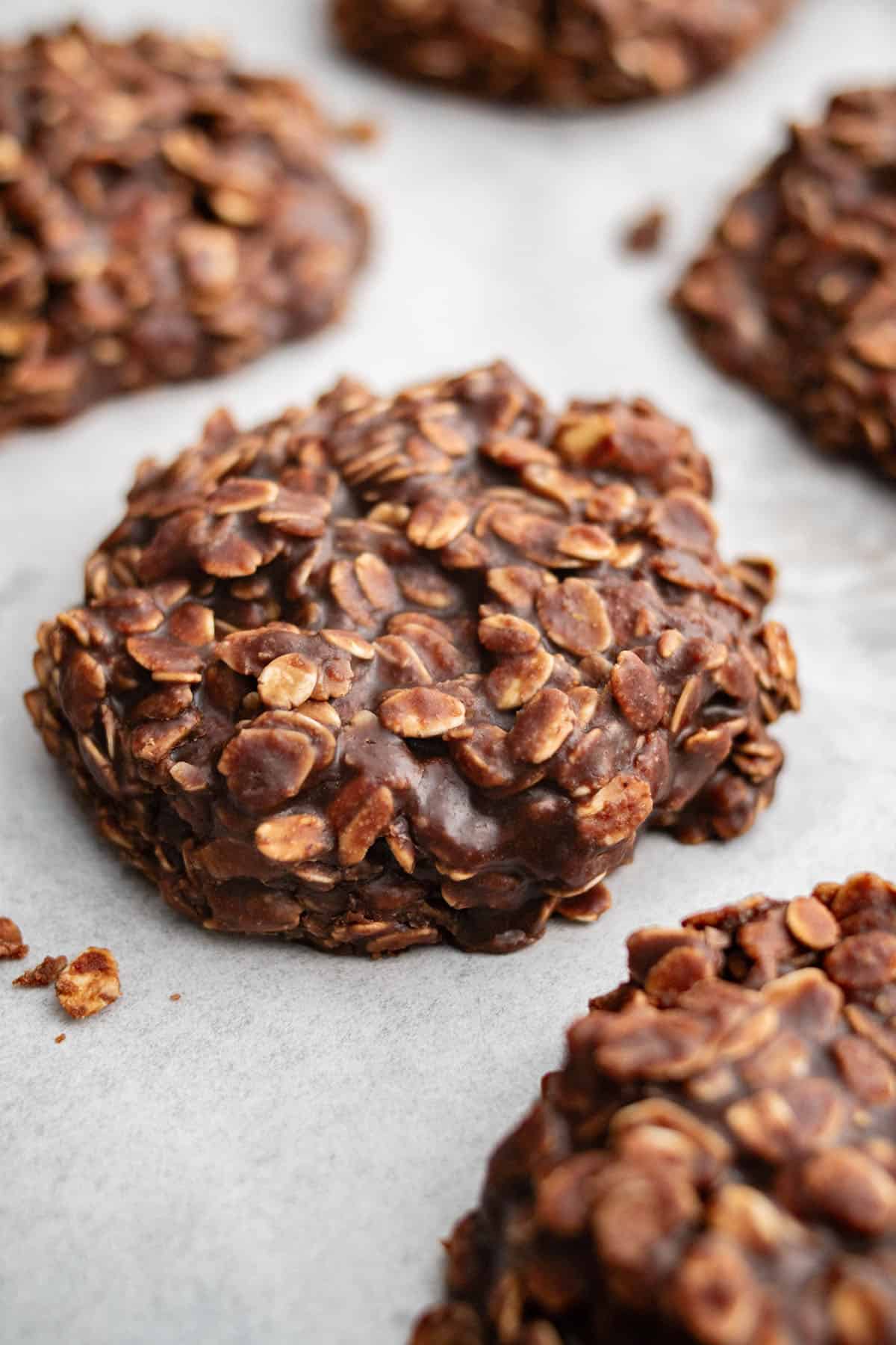 close up image of a no bake cookie
