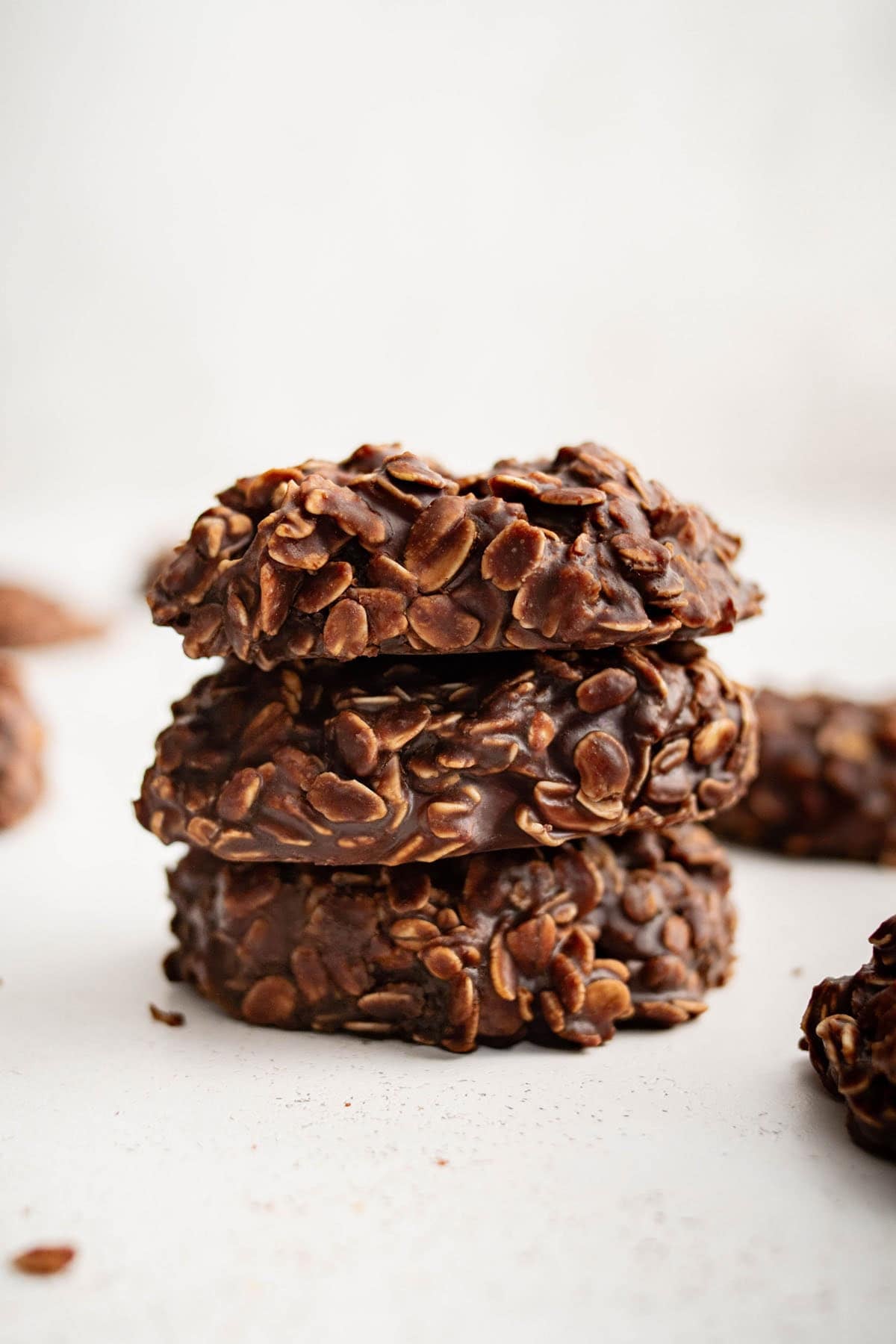 no bake cookies stacked on top of each other