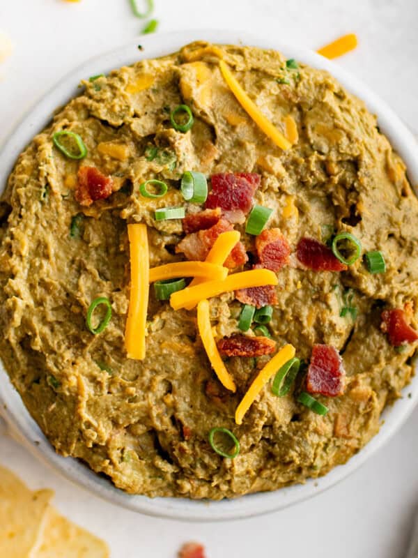 photo of avocado dip in a white bowl