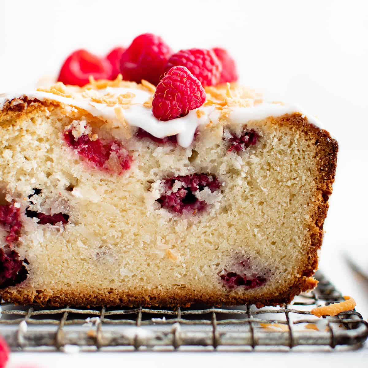 Raspberry Coconut Loaf Cake